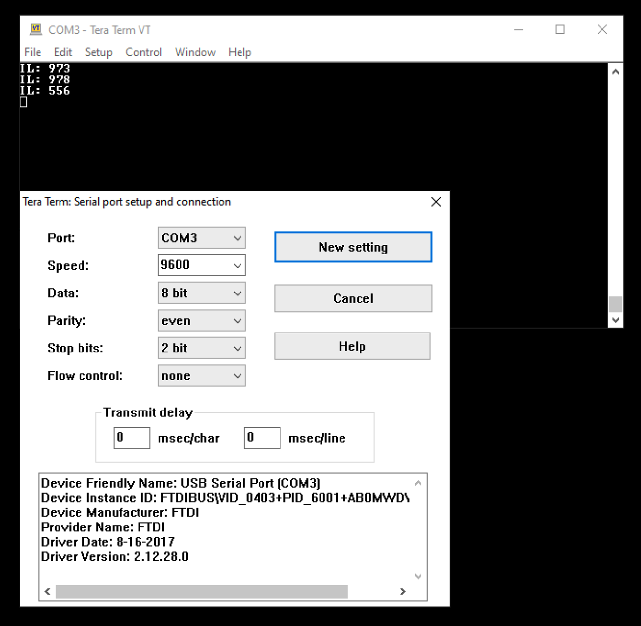 Terra Term configuration